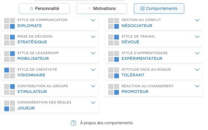 TalenToBe Manager : la lecture Comportements d'un profil